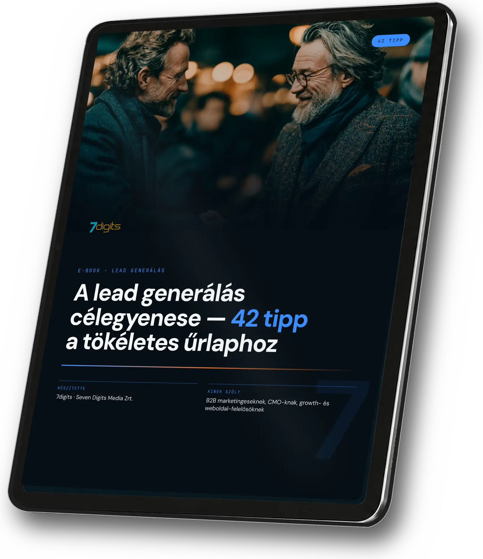 A 42 tipp a tökéletes űrlaphoz e-book borítója egy tableten