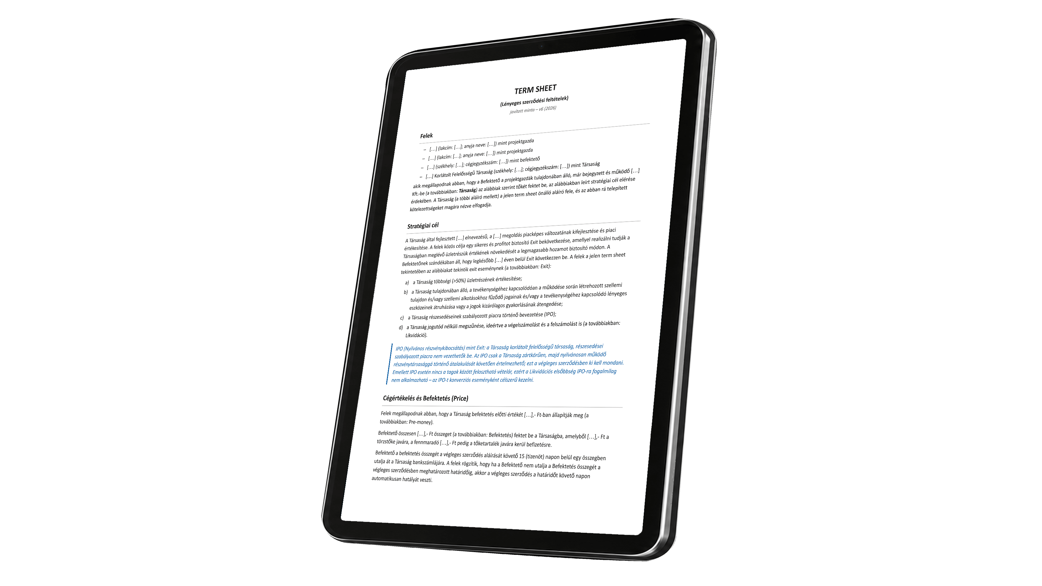 Vanilla term sheet minta