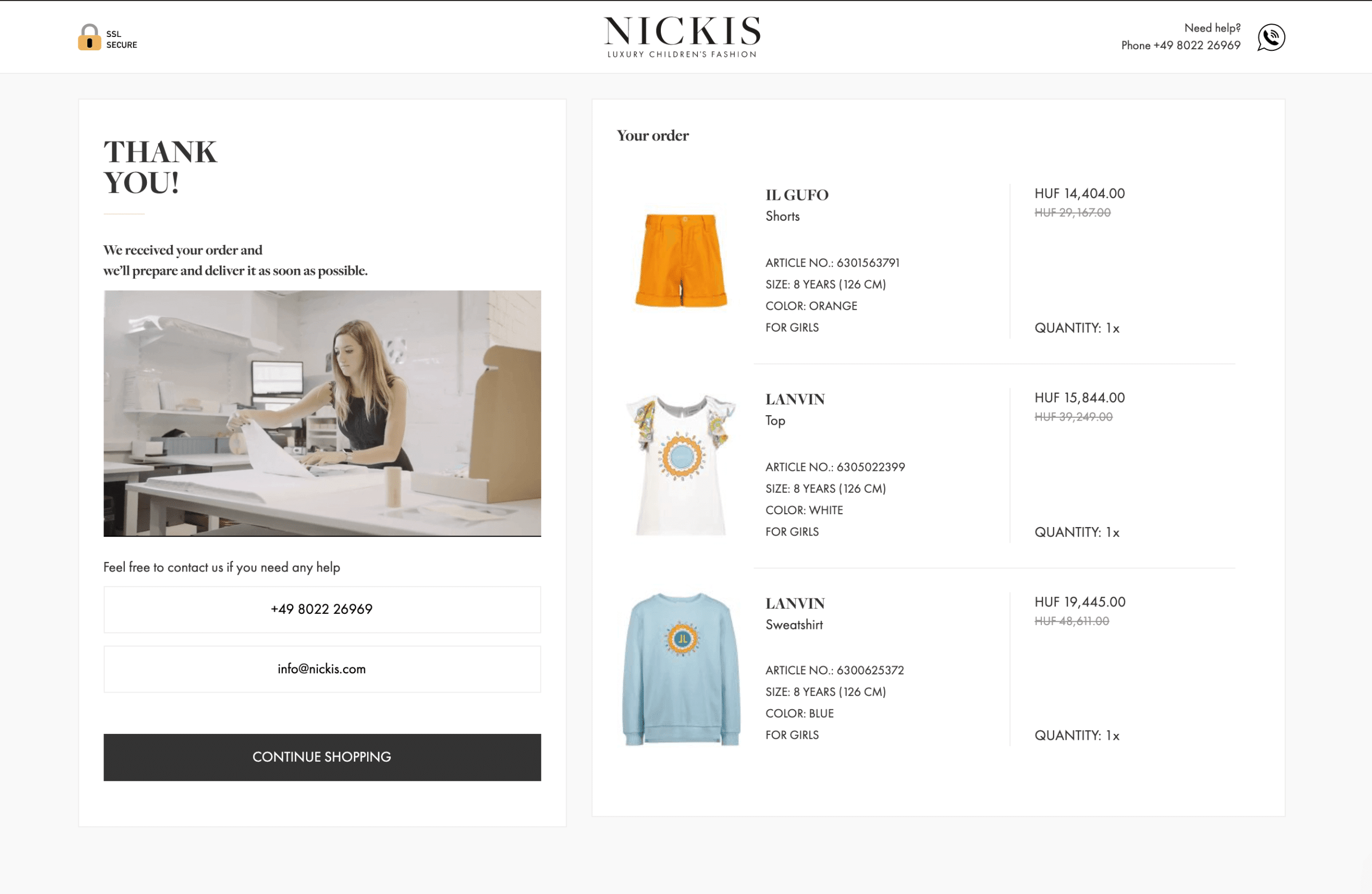 Nicki's webshop screenshot a webshop pszichológia alkalmazásáról