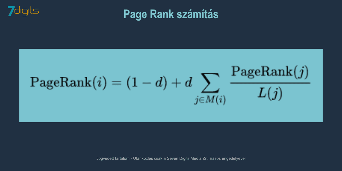 Page Rank jelentése az eredeti képlet matematikai formulája alapján