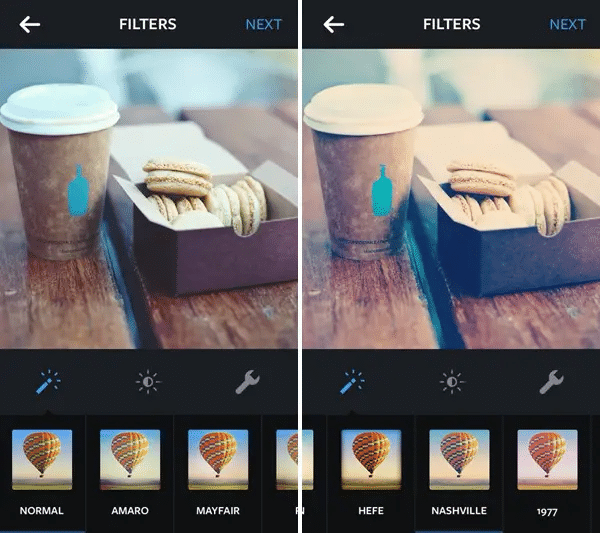 Instagram Nashville filter demonstrálása