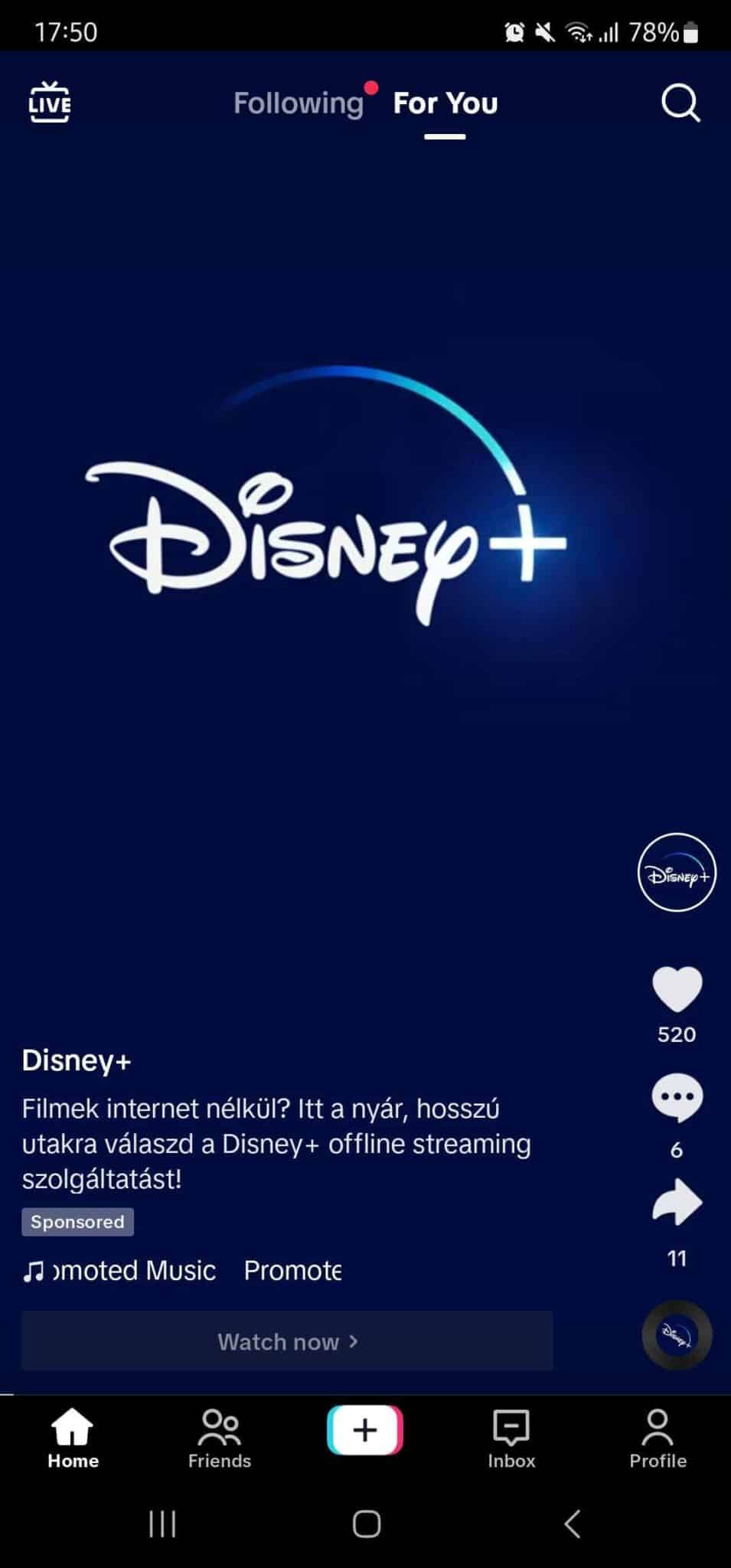 Szponzorált TikTok videó a Disney-től