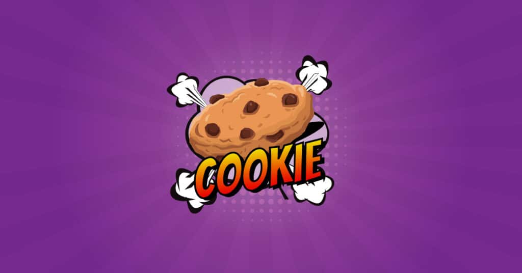 Cookie policy egy sütivel és egy képregényes felirattal