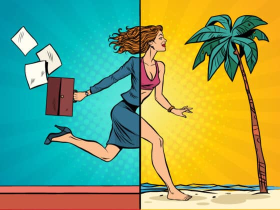 Shopify Extensibility VIP élményét szimbolzáló női alak egy irdoai környezetből fut át a beach-re