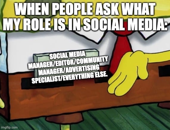 A social media managerek sokféle feladata (Spongya Bob meme) a megfelelő marketing képzés kiválasztásához