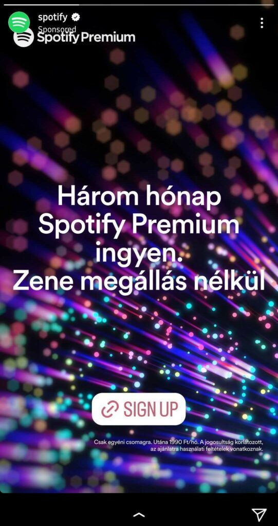 Spotify_story_hirdetés Spotify instagram story formátumú hirdetés