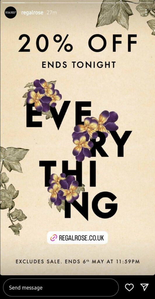 Story_formátum_leárazás Leárazásra hivatkozó story formátum