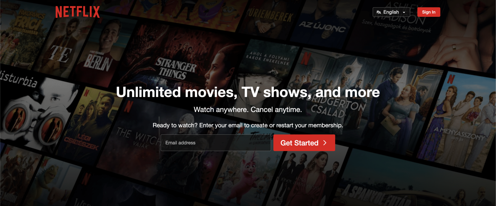 netflix Netflix weboldal screenshot